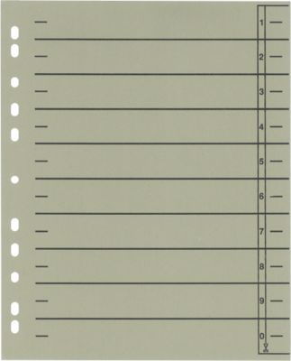 Schäfer Shop Select Trennblätter, mit Taben, DIN A4- Format, Linienaufdruck, Universallochung, 100 Stück, grau