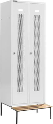 Schäfer Shop Select Vestiaire, avec banc, 2 compartiments, 300 mm, serrure à came batteuse, porte gris clair