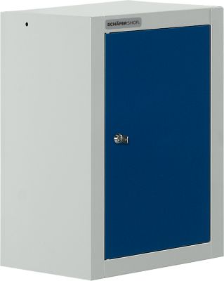 Schäfer Shop Select Wandschrank, eintürig, mit Zwischenboden, B 400 x T 320 x H 600 mm, Stahl, lichtgrau/enzianblau
