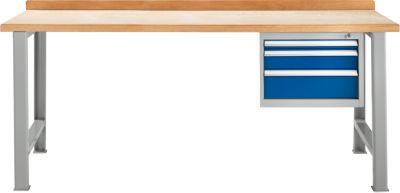 Schäfer Shop Select Werkbank mit 3 Schüben, Grundeinheit, B 2000 mm, weissaluminium RAL 9006 