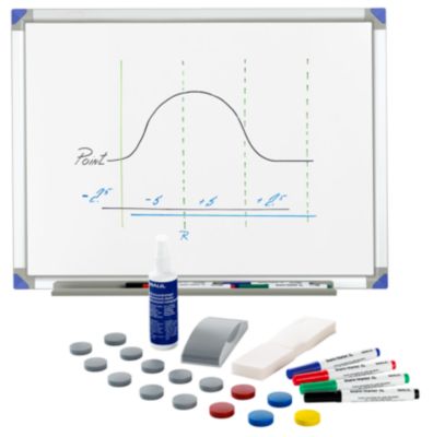 Schäfer Shop Select Whiteboard 90120 lackiert, Alurahmen + Whiteboard-Zubehör-Set Standard GRATIS