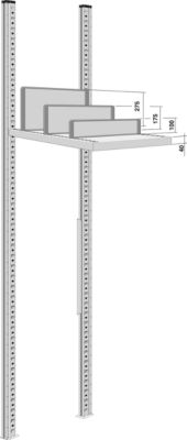 scheidingswand, vrijstaand, voor archiefrekdiepte 300 mm, H 100 mm