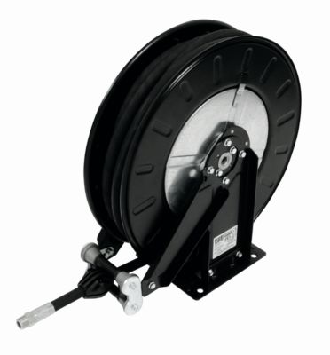 Schlauchaufroller CEMO, Stahlblech, lackiert, für Öl, offen, mit Gelenkarm, 1/2" IG/AG, max. 60 bar, Schlauchlänge 15m, Ø 15 mm