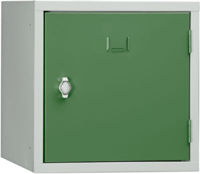 Schliessfach Würfel, Türanschlag rechts, Drehriegelverschluss, erweiterbar, Stahl, Tür grün RAL 6011