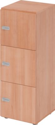 Schliessfachschrank Topas Line, 3 Ordnerhöhen, 3 Fächer, Zahlenschloss, B 400 x T 420 x H 1100 mm, Nussbaum/Nussbaum