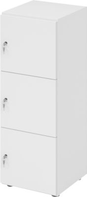 Schließfachschrank Topas Line, 3 Ordnerhöhen, 3 Fächer, Zylinderschloss, B 400 x T 420 x H 1100 mm, weiß/weiß