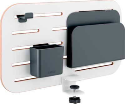 Schreibtisch-Organizer LEITZ Ergo Pegboard, für Ergo Schreibtische, 3-teilige Ausstattung, inkl. Klemmhalterung, B 420 x H 250 mm, MDF, schwarz-weiß