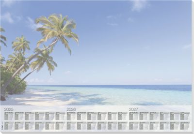 Schreibunterlage "Beach" 30 Blatt, Kalendarium 2025/2026/2027, 80 g/m²