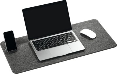 Schreibunterlage Durable Effect, mit Handyhalter, zusammenklappbar, B 700 x H 330 mm, PET-Filz, anthrazit