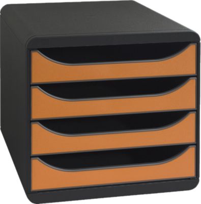 Schubladenbox Big Box Iderama Orange, 4 offene Schubladen, A4/A4+/24x32 cm, leise, Sicherheitsstopp