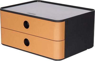 Schubladenbox HAN Allison Smart-Box, 2 Schübe mit Trennwänden, Kabelhalter, stapelb., ABS-Kunststoff, caramel-brown