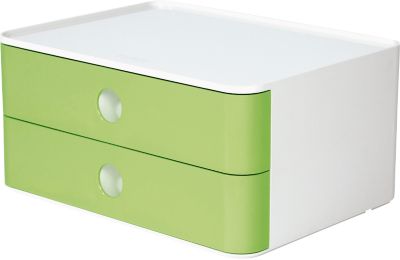 Schubladenbox HAN Allison Smart-Box, 2 Schübe mit Trennwänden, Kabelhalter, stapelbar, ABS-Kunststoff, grün