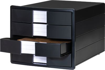 Schubladenbox HAN Impuls 2.0, 4 Schubladen, Format A4, stapelbar, geschlossen, öko-schwarz