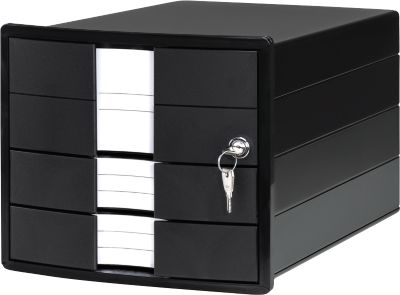 Schubladenbox HAN Impuls 2.0, Format A4, 3 geschlossene Schübe, stapelbar, abschließbar, schwarz