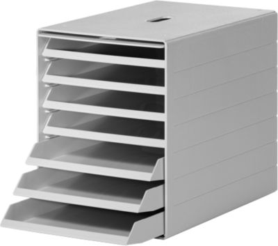 Schubladenbox Idealbox Plus, 7 Schübe, DIN C4, Kunststoff, grau