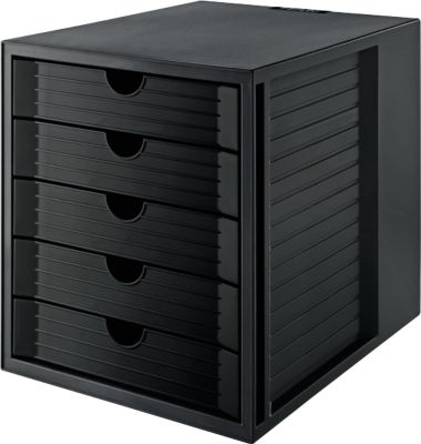 Schubladenbox SYSTEMBOX KARMA, 5 geschlossene Schubladen, DIN A4, leichtlaufend, B 274 x T 330 x H 320 mm, schwarz