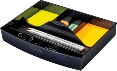 Schubladeneinsatz HAN, für Impuls/Systembox Karma, 6 Fächer, Tragegriff, B 237 x T 180 x H 40 mm, schwarz