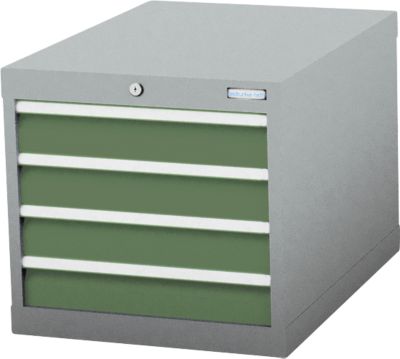 Schubladenschrank Bedrunka+Hirth, 4 Schübe, abschliessbar, bis 1500 kg, B 555 x T 736 x H 519 mm, Stahlblech