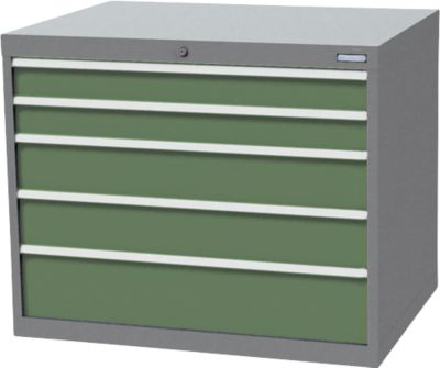 Schubladenschrank Bedrunka+Hirth, 5 Schübe, abschliessbar, bis 1500 kg, B 1305 x T 736 x H 819 mm, Stahlblech