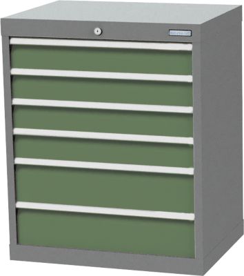 Schubladenschrank Bedrunka+Hirth, 6 Schübe, abschliessbar, bis 1200 kg, B 680 x T 500 x H 819 mm, Stahlblech