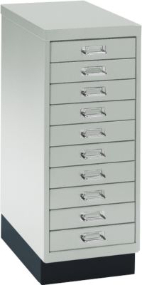 Schubladenschrank DIN A4, mit 10 Schubladen, 675 mm hoch, lichtgrau