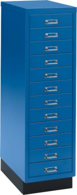 Schubladenschrank DIN A4, mit 12 Schubladen, 940 mm hoch, enzianblau