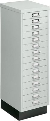 Schubladenschrank DIN A4, mit 15 Schubladen, 940 mm hoch, lichtgrau