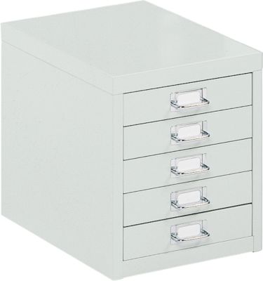 Schubladenschrank DIN A4, mit 5 Schubladen, 330 mm hoch, lichtgrau