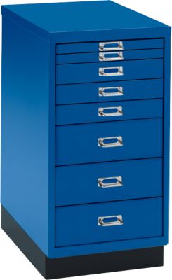 Schubladenschrank DIN A4, mit 8 Schubladen, 675 mm hoch, enzianblau
