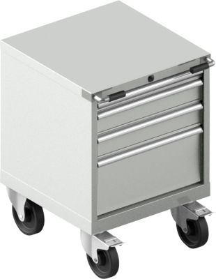 Schubladenschrank mit Rollen WSK 27-27, 4 Schübe, bis 75 kg, B 564 x T 572 x H 770 mm, lichtgrau/lichtgrau