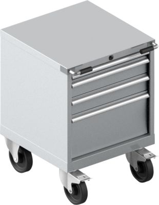 Schubladenschrank mit Rollen WSK 27-27, 4 Schübe, bis 75 kg, B 564 x T 572 x H 770 mm, weissaluminium/weissaluminium
