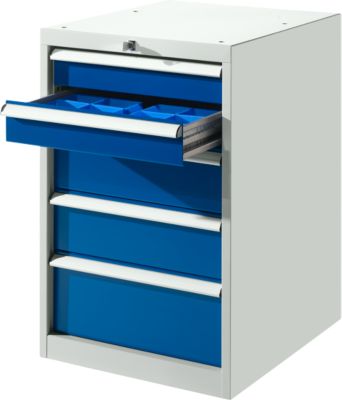 Schubladenschrank SB 5801, lichtgrau/blau
