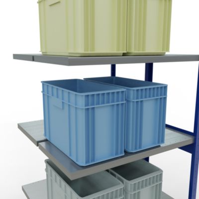 SCHULTE Lagertechnik Doppel-Anbauregal Stecksystem, MULTIPlus250, 3000x1000x(2x500) mm, 14 Böden, verzinkt