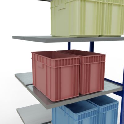 SCHULTE Lagertechnik Doppel-Anbauregal Stecksystem, MULTIPlus250, 3000x1000x(2x600) mm, 14 Böden, verzinkt