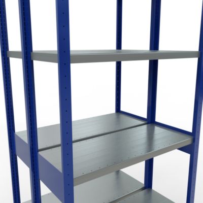 SCHULTE Lagertechnik -  Doppel-Grundregal Stecksystem MULTIPlus250 - 3000x1000x(2x400) mm, 14 Böden, verzinkt