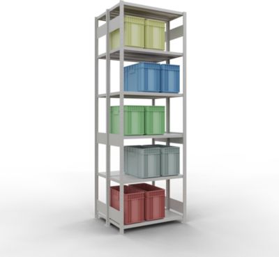 SCHULTE Lagertechnik -  Doppel-Grundregal Stecksystem MULTIPlus250 - 3000x1000x(2x400) mm, 14 Böden, verzinkt