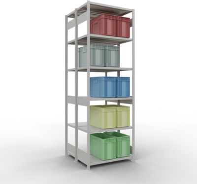 SCHULTE Lagertechnik -  Doppel-Grundregal Stecksystem MULTIPlus250 - 3000x1000x(2x500) mm, 14 Böden, verzinkt