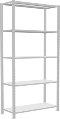 Schulte Lagertechnik Fachbodenregal Stecksystem MultiPlus250, Grundregal, 5 Fachböden, Kreuzstrebe, B 1000 x T 400 x H 2000 mm, Lichtgrau RAL 7035