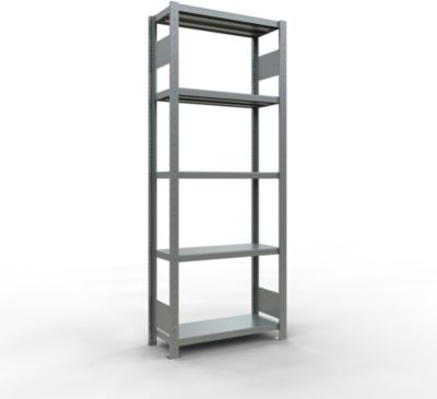 Schulte Lagertechnik Système de rayonnage à tablettes emboîtables MULTIplus 250, rayonnage de base, verrou de longueur, 2000x750x300 mm, 5 tablettes, galvanisé