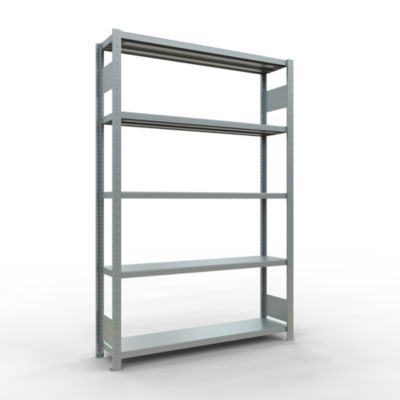 Schulte MULTIplus250 Steckregal, Grundregal, 5 Fachböden, bis 250 kg je Fachboden, werkzeuglos montierbar, B 1300 x T 300 x H 2000, silbergrau