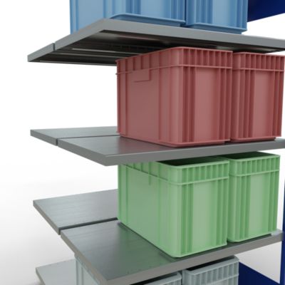SCHULTE Technique de Stockage - Double montage enfichable. Type 250 kg - 2000x1000x2x600 mm, 10 tablettes