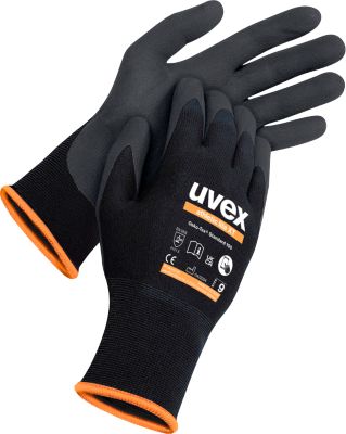 Schutzhandschuh Uvex athletic lite xt, 10 Paar, EN 388, Hitzeschutz bis 100°C, Touchscreen-tauglich, Mikroschaum-Beschichtung, schwarz, Größe 8