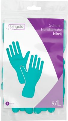 Schutzhandschuhe BINGOLD, Mehrweg, latex- und puderfrei, Nitril, grün, Größe L, 1 Paar
