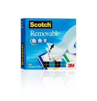 Scotch® Klebeband Removable, wiederablösbar, wiederverwendbar, beschriftbar, 1 Rolle mit L 33 m x B 19 mm