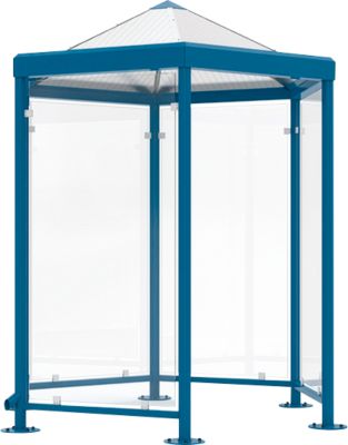 Sechseck-Raucherpavillon Modell Paris (o. Seitenwände), enzianblau RAL 5010