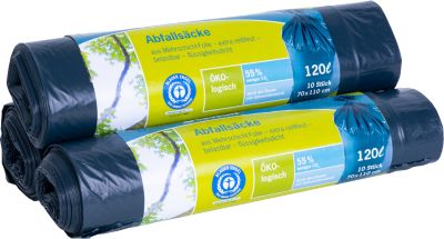 Secolan® Abfallsäcke, Material Recycling-Polyethylen, 120 Liter, blau, 10 Stück