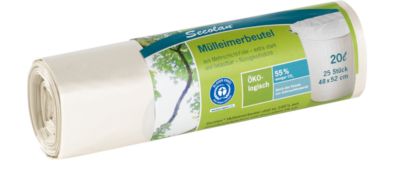 Secolan® Mülleimerbeutel, Material Recycling-Polyethylen, 20 Liter, weiß, 25 Stück