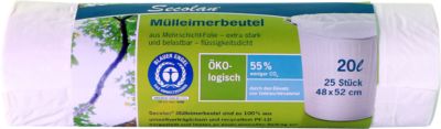 Secolan® Mülleimerbeutel, Material Recycling-Polyethylen, 20 Liter, weiß, 25 Stück
