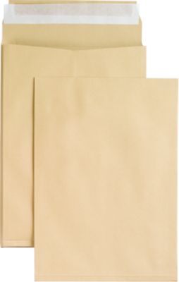 Seitenfaltentaschen, 20 mm, haftklebend, DIN C4, 100 Stück, natronbraun