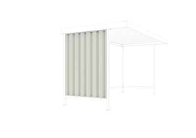 Seitenwand für Überdachungssystem WSM Leipzig Grundeinheit, T 2200 mm, Trapezblech, grauweiß RAL 9002